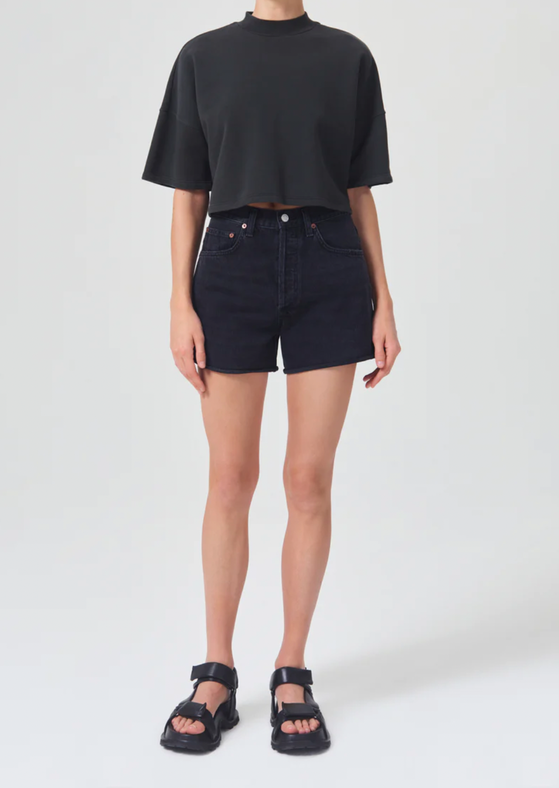 AGOLDE DEE HIGH RISE ROLLED HEM SHORT Indigo