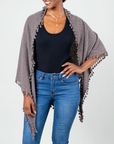 ALPINE CASHMERE POM-POM TRIANGLE WRAP