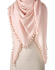ALPINE CASHMERE POM-POM TRIANGLE WRAP