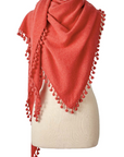 ALPINE CASHMERE POM-POM TRIANGLE WRAP