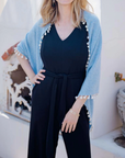 ALPINE CASHMERE POM-POM TRIANGLE WRAP
