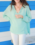 WOODEN SHIPS COVE SPLIT COLLAR COTTON TOP