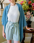 ALPINE CASHMERE POM-POM TRIANGLE WRAP