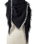 ALPINE CASHMERE POM-POM TRIANGLE WRAP