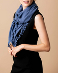 ALPINE CASHMERE POM-POM TRIANGLE WRAP