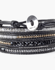 CHAN LUU SILVER SHADE CRYSTAL MIX WRAP BRACELET
