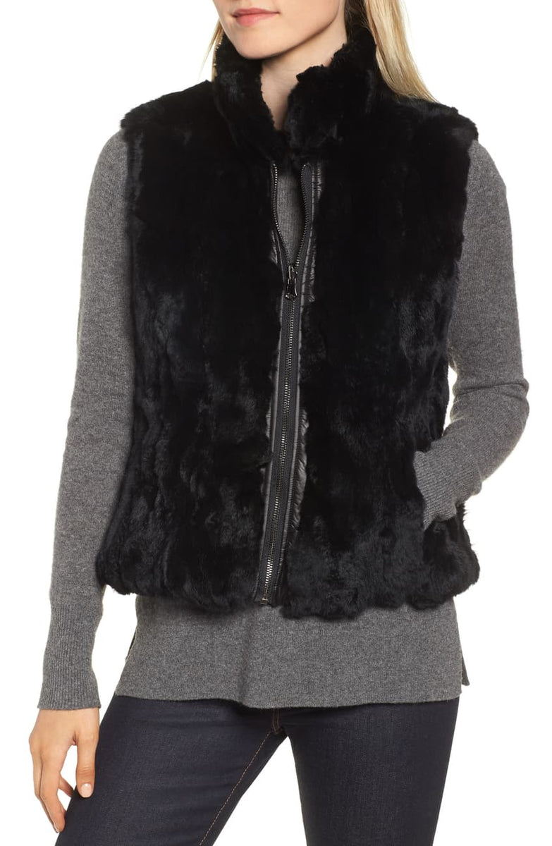 Linda Richards Rabbit Fur Reversible on sale Vest