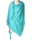 ALPINE CASHMERE POM-POM TRIANGLE WRAP