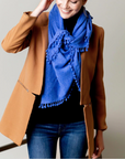 ALPINE CASHMERE POM-POM TRIANGLE WRAP