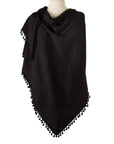 ALPINE CASHMERE POM-POM TRIANGLE WRAP