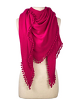 ALPINE CASHMERE POM-POM TRIANGLE WRAP