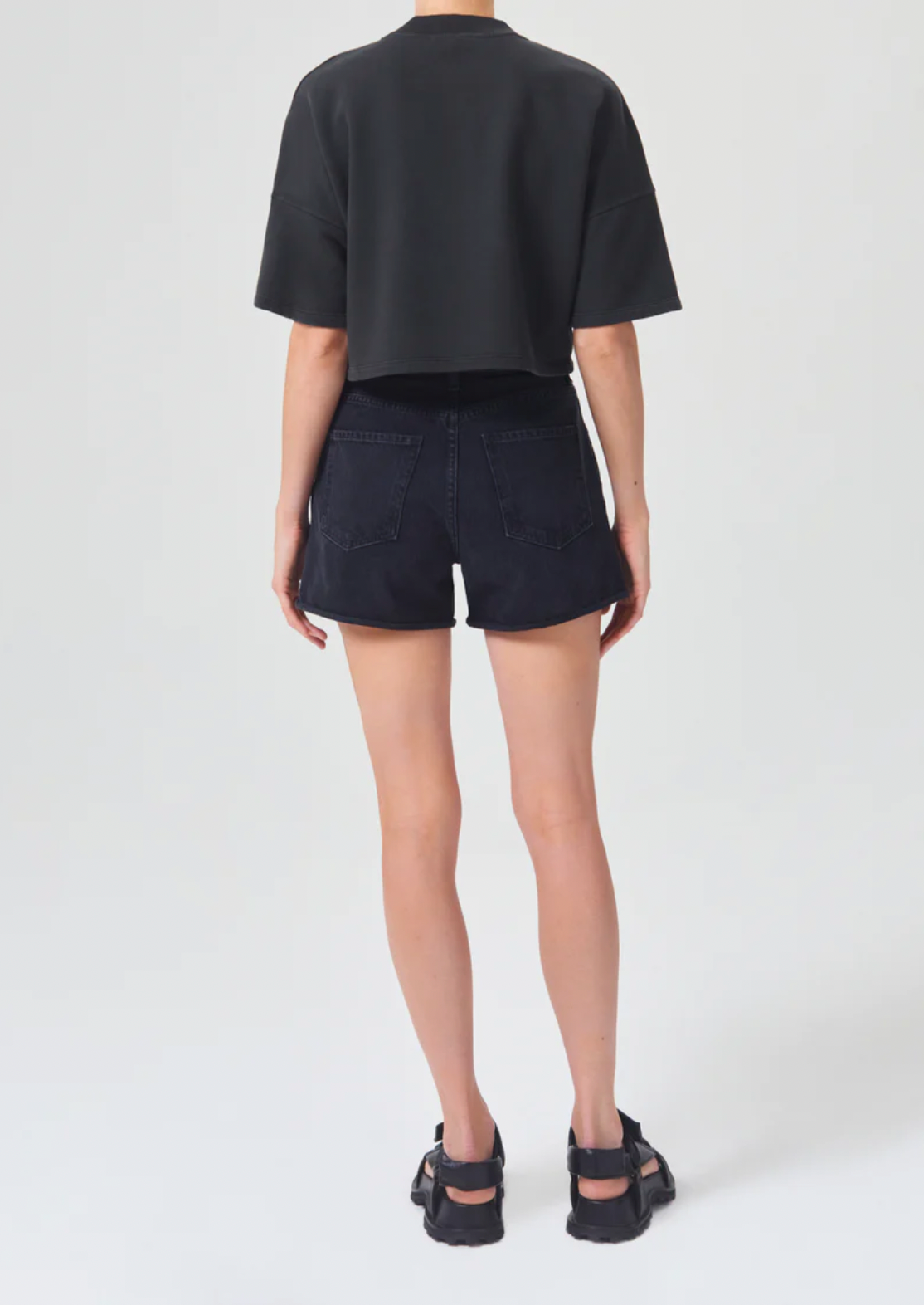 AGOLDE DEE HIGH RISE ROLLED HEM SHORT Indigo