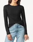 LILLA P LONG SLEEVE FITTED STRETCH CREW