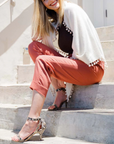 ALPINE CASHMERE POM-POM TRIANGLE WRAP