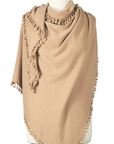 ALPINE CASHMERE POM-POM TRIANGLE WRAP