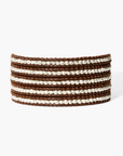 CHAN LUU STERLING SILVER WRAP BRACELET ON BROWN LEATHER