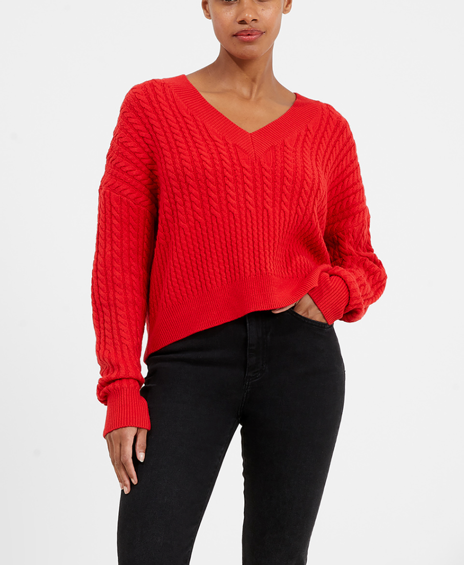 FRENCH CONNECTION BABYSOFT CABLE V NECK JUMPER