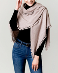 ALPINE CASHMERE POM-POM TRIANGLE WRAP