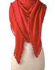 ALPINE CASHMERE POM-POM TRIANGLE WRAP