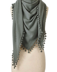 ALPINE CASHMERE POM-POM TRIANGLE WRAP