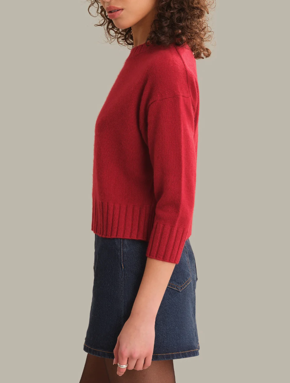 525 AMERICA ELLIS 3/4 SLEEVE CASHMERE PULLOVER