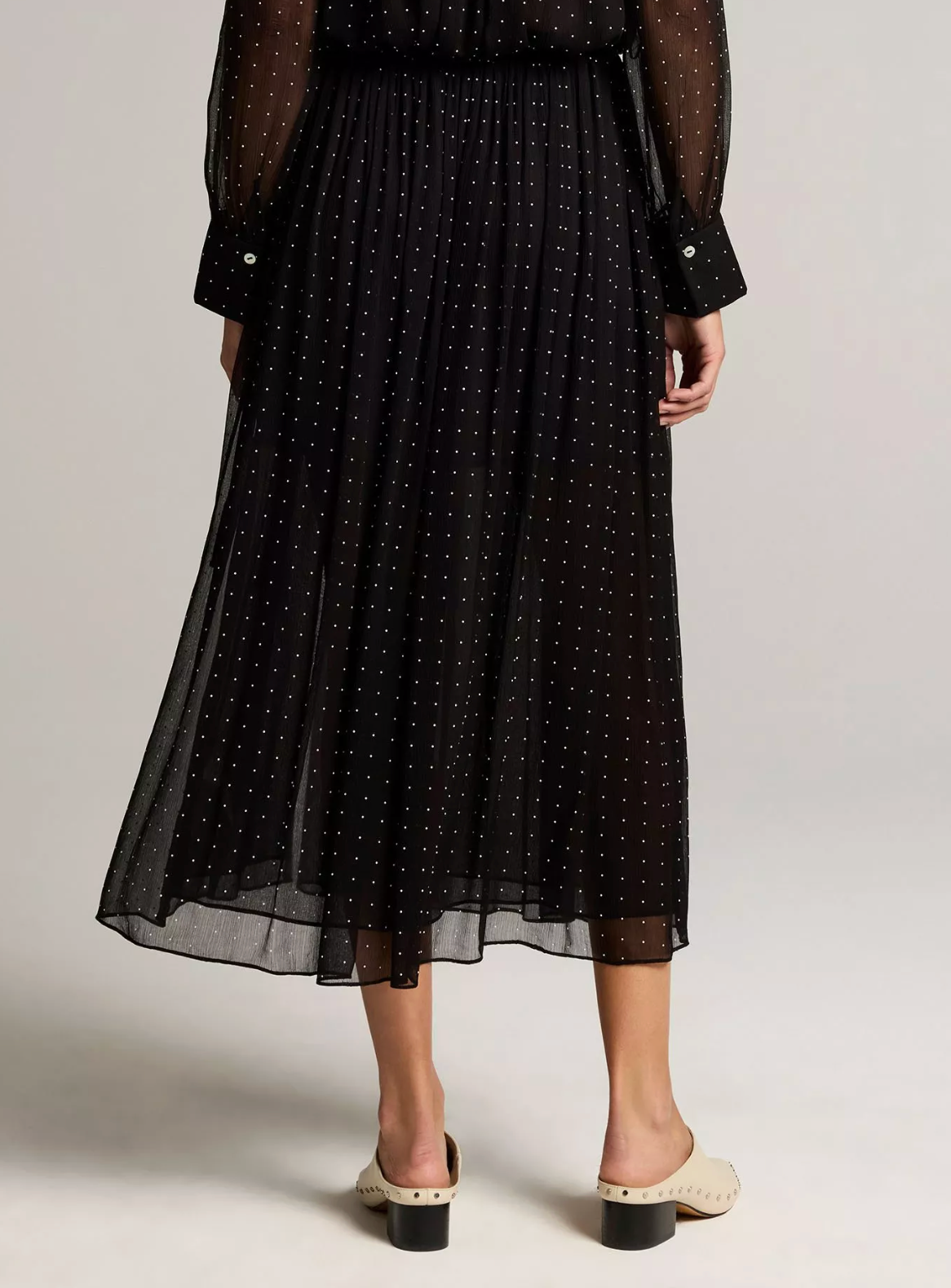 VINCE HEAT SET DOT SHEER GATHERED SKIRT