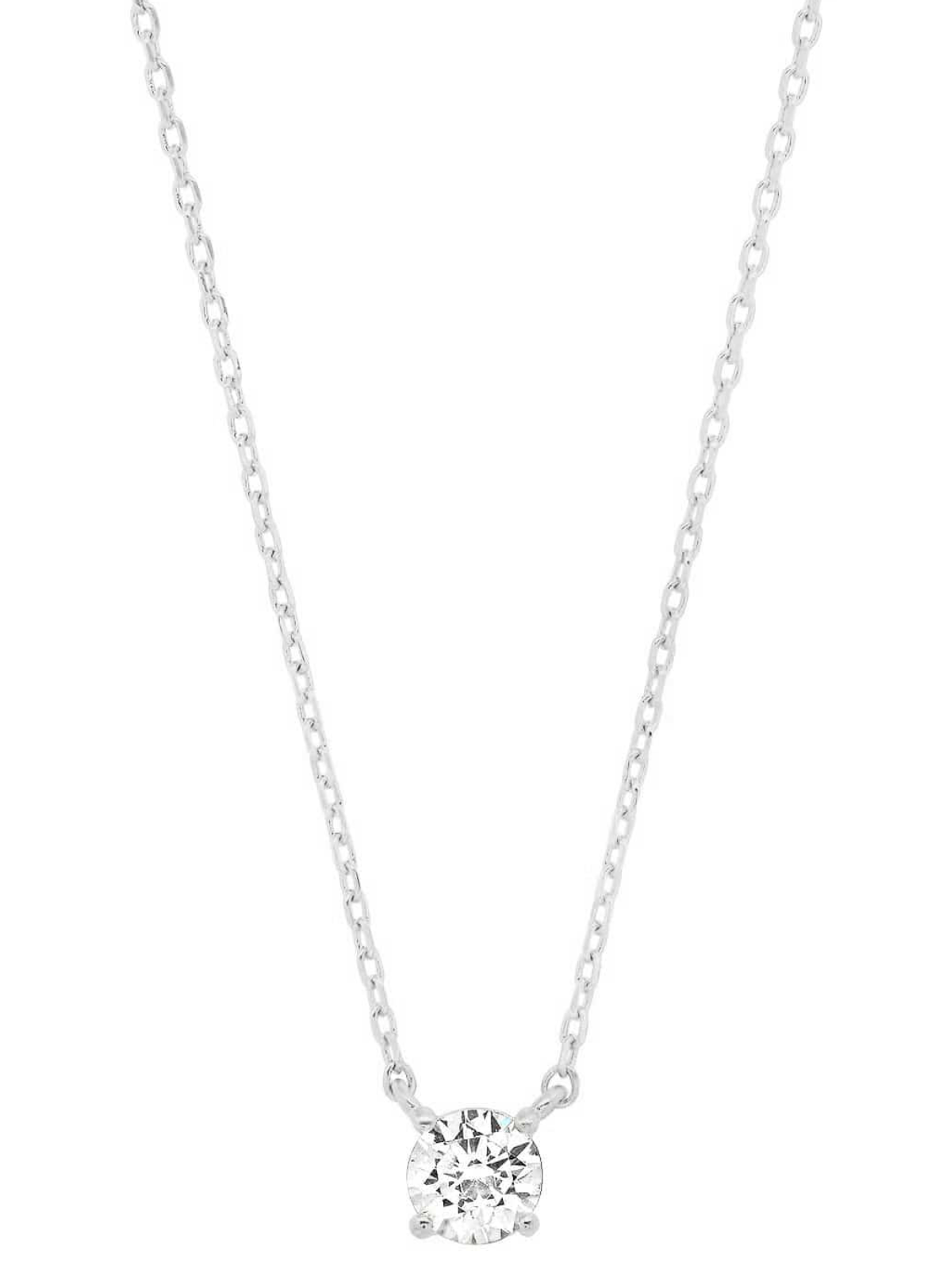 TAI SILVER SIMPLE CHAIN NECKLACE WITH CLEAR CZ