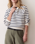 MARINE LAYER CLOUD 9 FLEECE REVERSIBLE SWEATSHIRT STRIPE SNOW