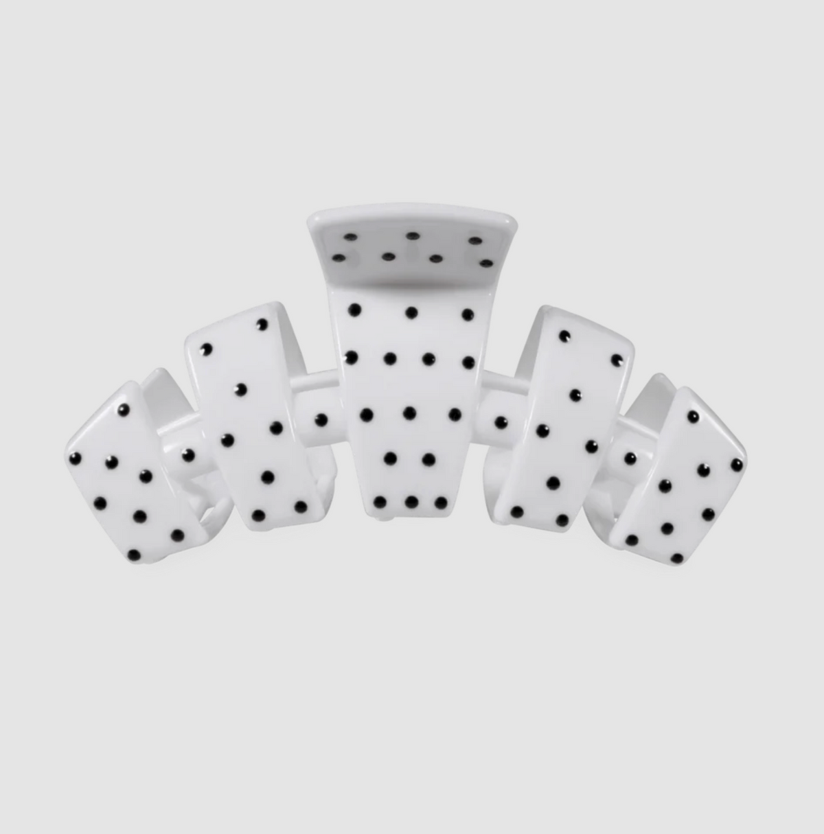 TELETIES CLASSIC MEDIUM CLAW CLIP - WHITE POLKA DOT PARTY
