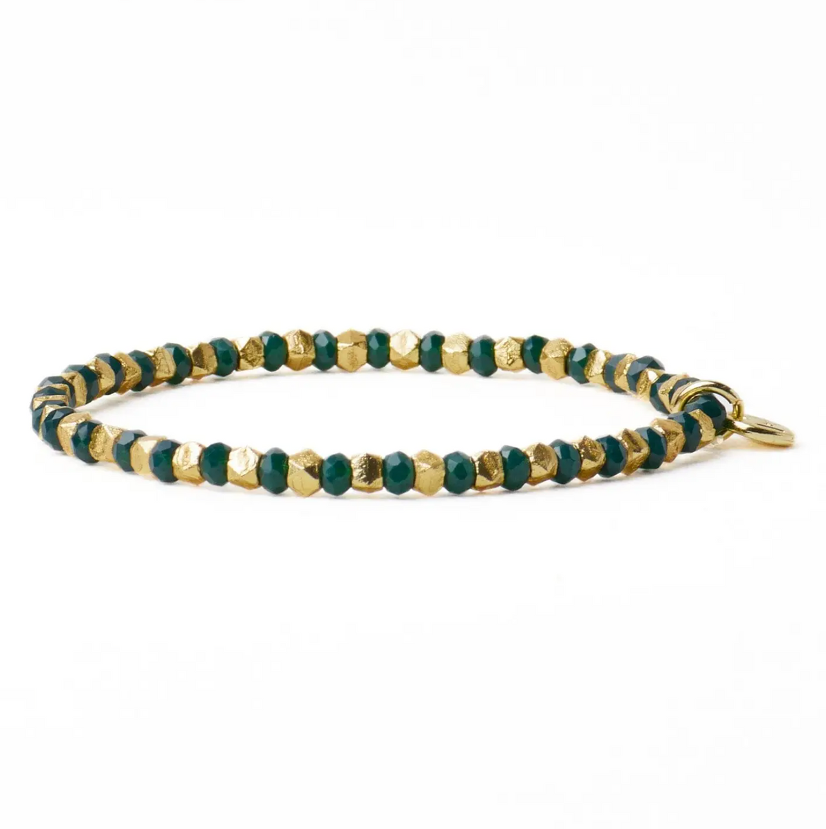 INK + ALLOY LOUISE CRYSTAL STRETCH BRACELET KELLY GREEN/GOLD