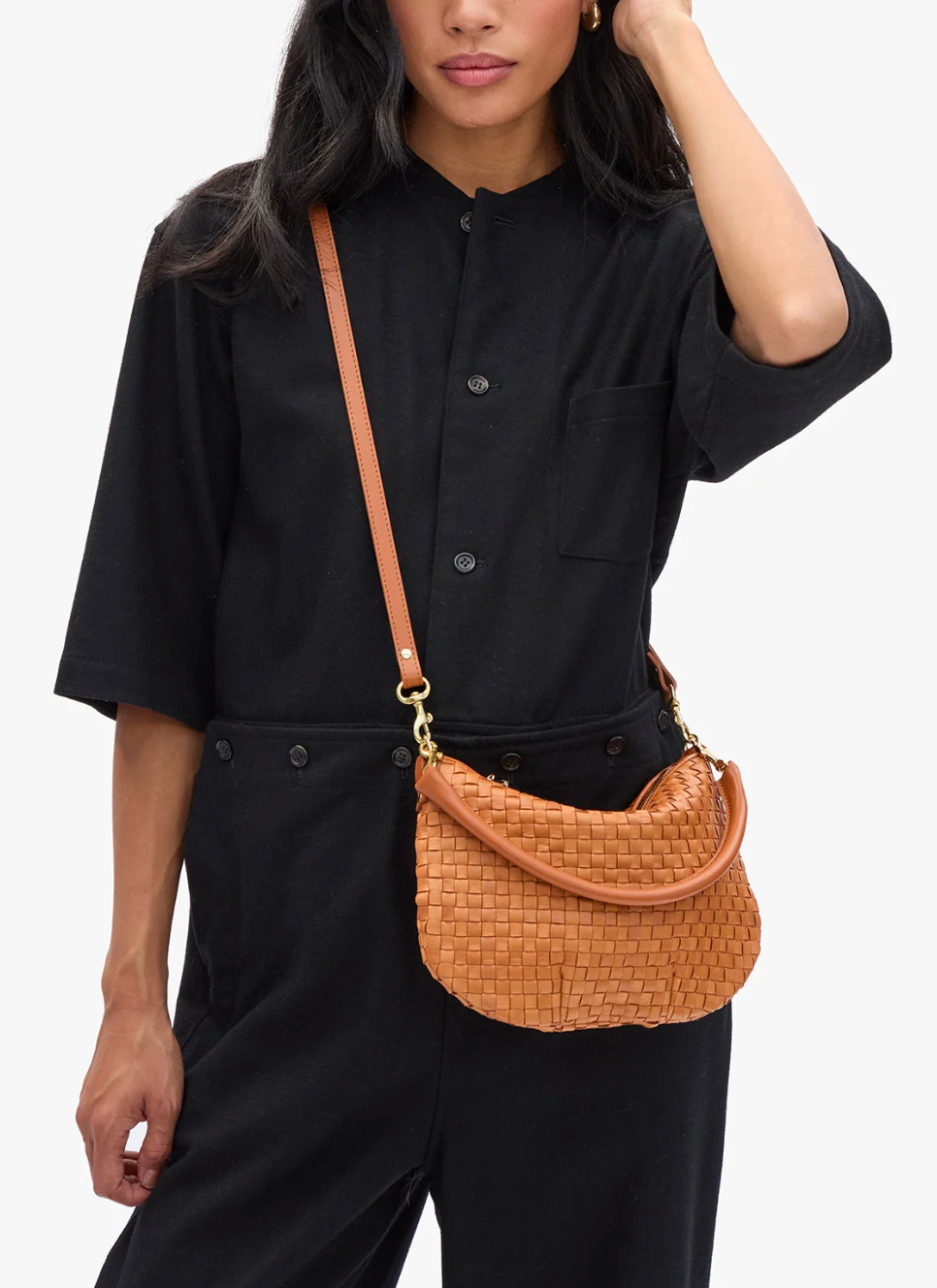 CLARE V WOVEN PETIT MOYEN MESSENGER