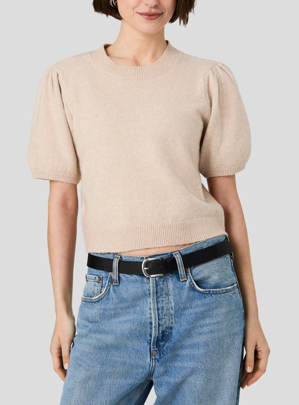 FRENCH CONNECTION YULIA KNIT PUFF SLEEVE TOP