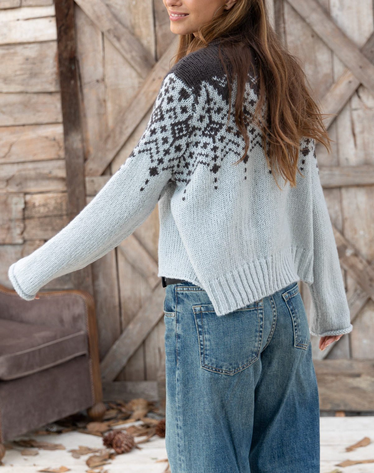 WOODEN SHIPS CHANDELIER FAIR ISLE CREW CHUNKY
