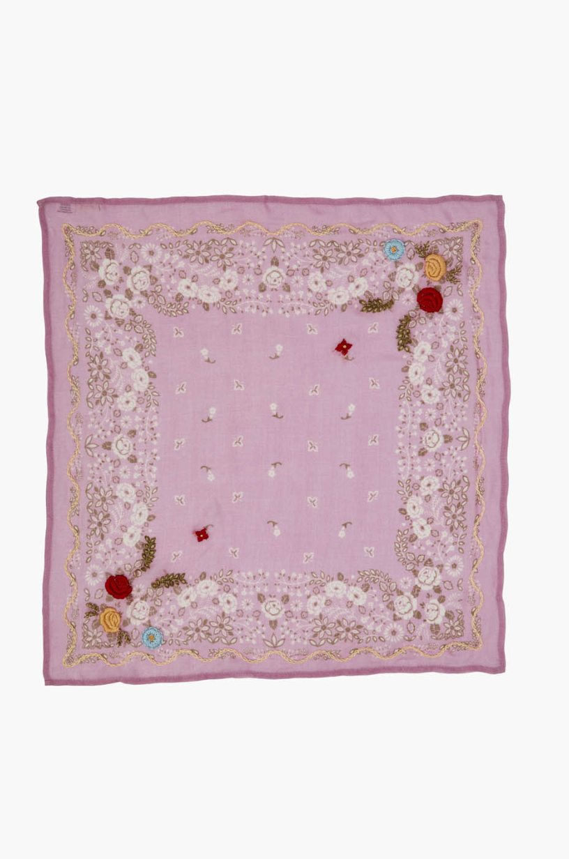 CHAN LUU EMBROIDERED FLORAL BANDANA