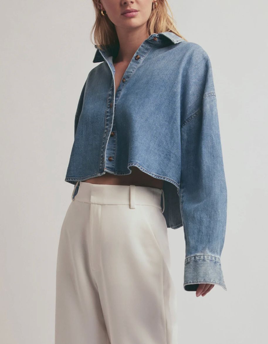 FAVORITE DAUGHTER THE CROP EX-BOYFRIEND SHIRT