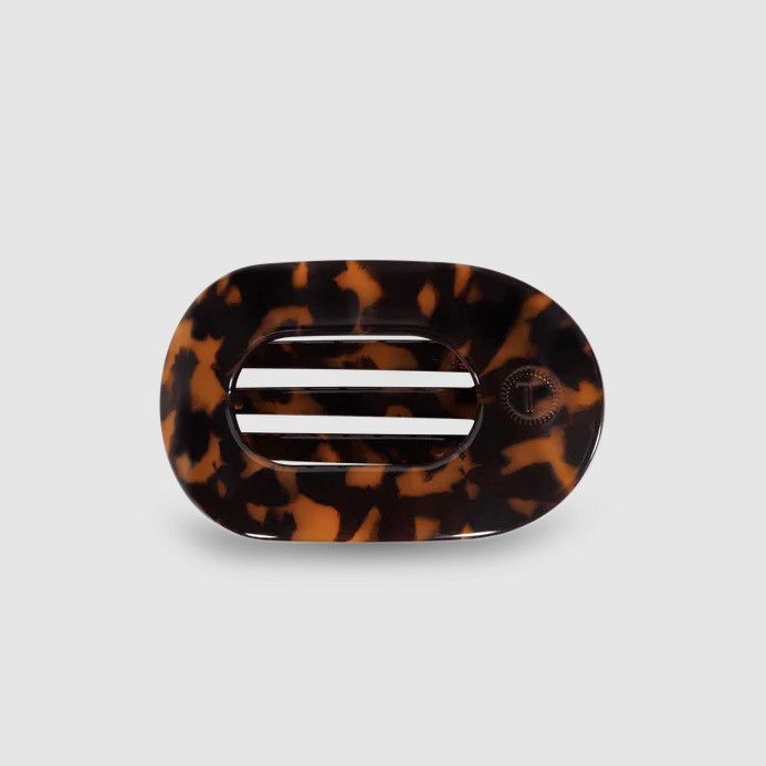 TELETIES SMALL FLAT ROUND CLIP - TORTOISE