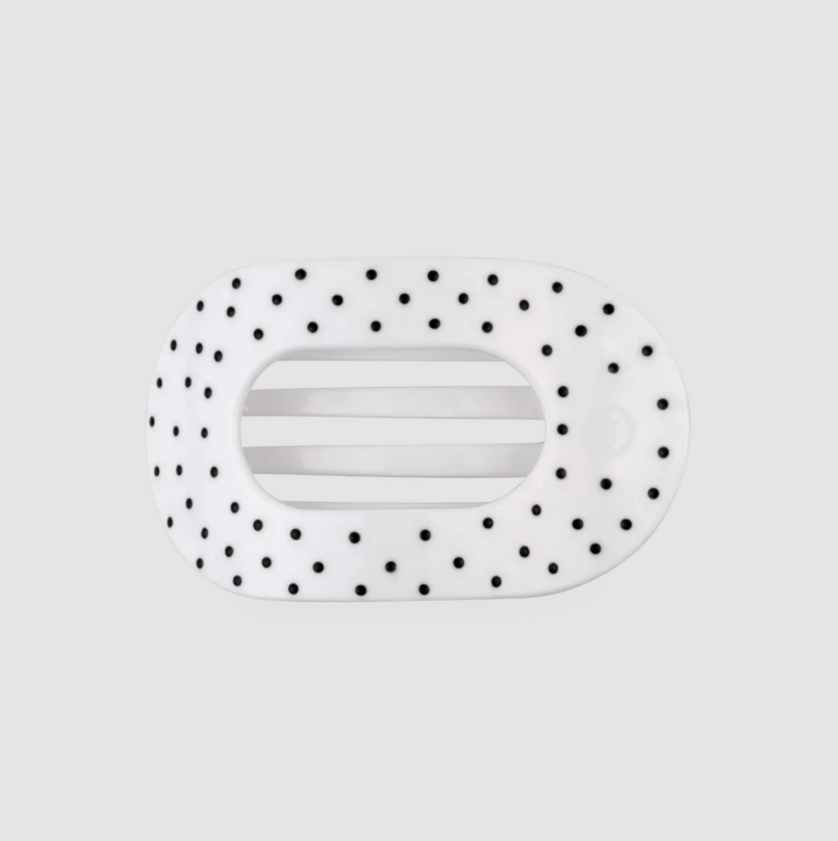 TELETIES MEDIUM FLAT ROUND CLIP - WHITE POLKA DOT PARTY