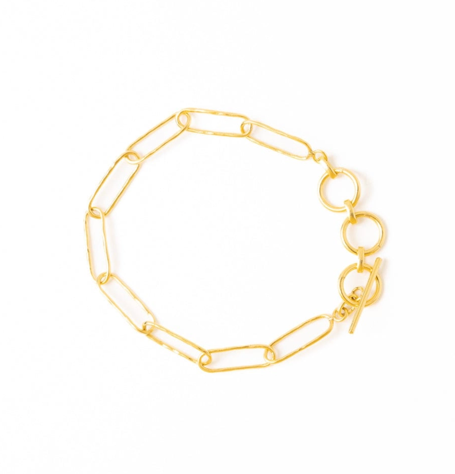 INK + ALLOY JOANNE BRASS PAPERCLIP CHAIN BRACELET WITH TOGGLE CLOSURE 18K