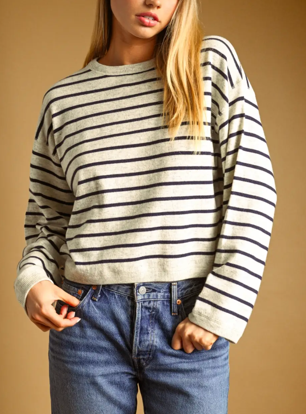 MIOU MUSE STRIPED KNITTED TOP