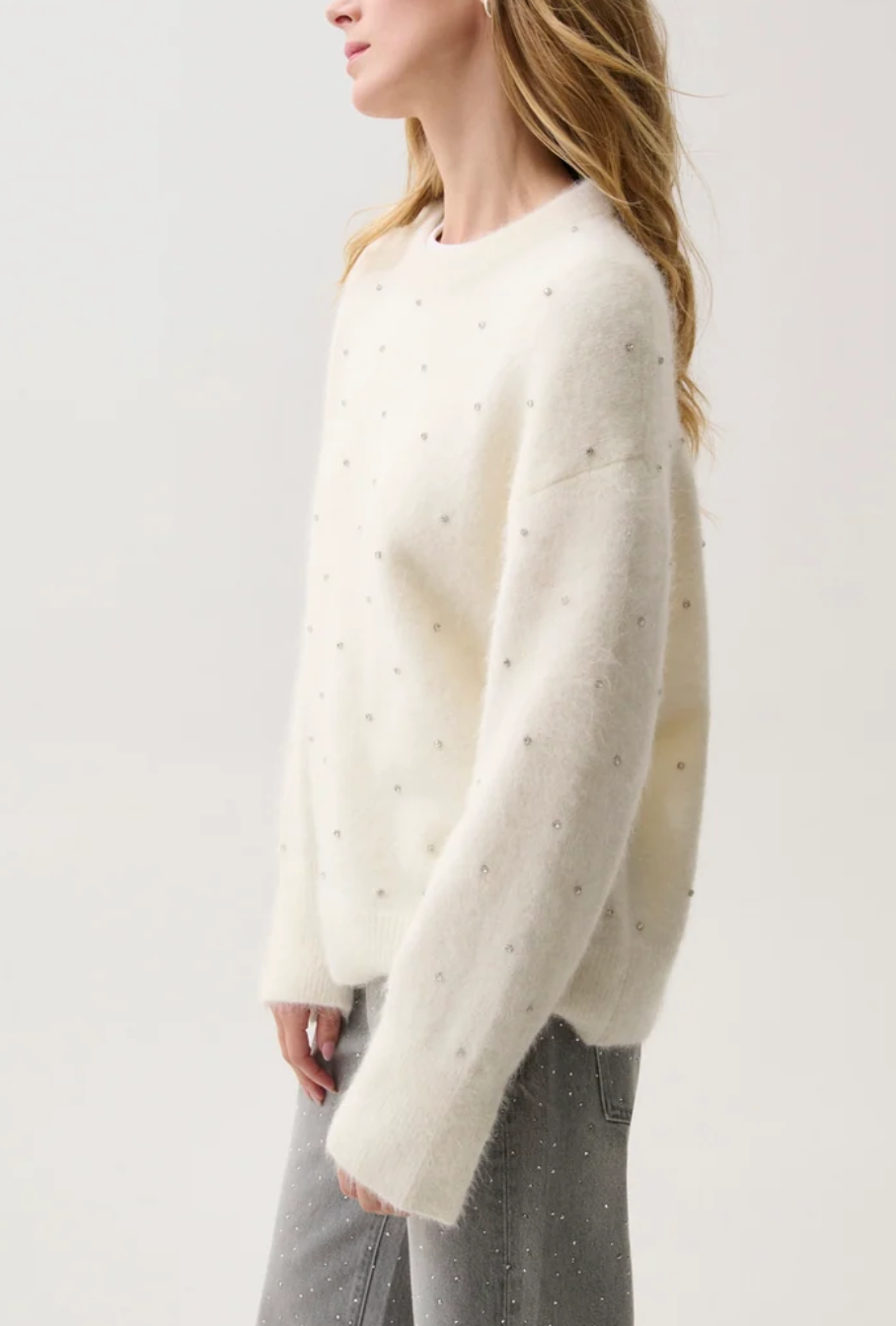 PISTOLA LUNA EMBELLISHED CREW NECK SWEATER