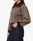 HABITUAL HERRINGBONE ZIP FRONT CARDIGAN