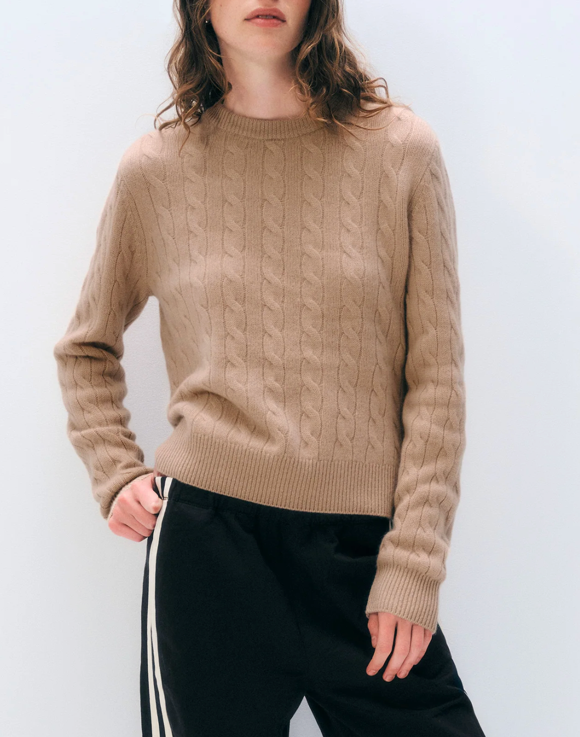 WHITE &amp; WARREN CASHMERE CABLE CREWNECK