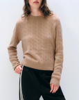 WHITE & WARREN CASHMERE CABLE CREWNECK