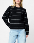 FRENCH CONNECTION RIDDLEY KNIT TICK STRIPE CREW