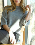 ALASHAN CASHMERE SIENNA ELBOW SLEEVE CREW W/ LUREX