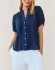 BELLA DAHL SHORT SLEEVE PINTUCK SHIRT