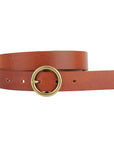 MOST WANTED USA SMALL CIRCLE BUCKLE LEATHER BELT