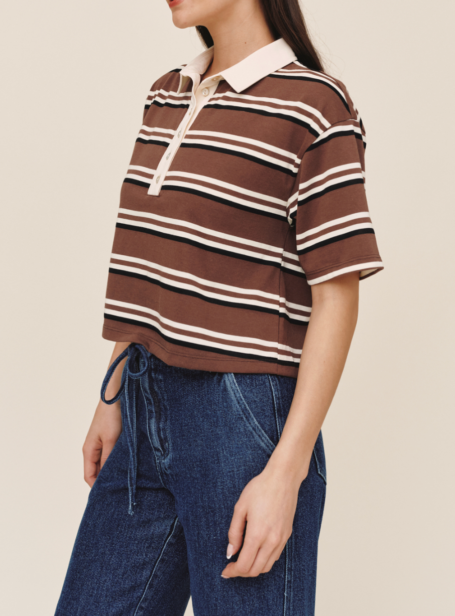 BELLA DAHL CROP POLO TEE