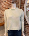 OLIVACEOUS STRIPED COTTON SWEATER