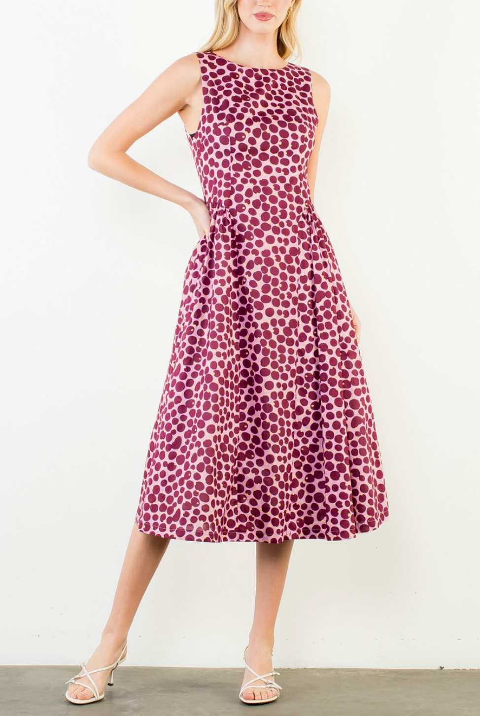 THML OLIVIA SPOTTED MIDI DRESS – Indigo THML OLIVIA SPOTTED MIDI DRESS – Indigo
